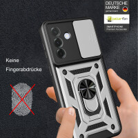 Outdoor Panzer Hülle für Samsung Galaxy A57 mit Kameraschutz Ringhalter Bumper Galaxy A57 Silber