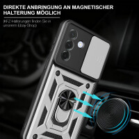 Outdoor Panzer Hülle für Samsung Galaxy A57 mit Kameraschutz Ringhalter Bumper Galaxy A57 Silber