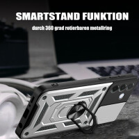 Outdoor Panzer Hülle für Samsung Galaxy A57 mit Kameraschutz Ringhalter Bumper Galaxy A57 Silber