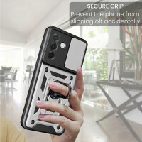 Outdoor Panzer Hülle für Samsung Galaxy A57 mit Kameraschutz Ringhalter Bumper Galaxy A57 Silber
