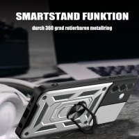 Outdoor Panzer Hülle für Samsung Galaxy A57 mit Kameraschutz Ringhalter Bumper Galaxy A57 Silber