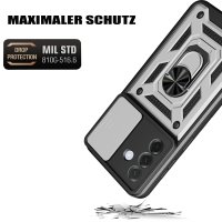 Outdoor Panzer Hülle für Samsung Galaxy A57 mit Kameraschutz Ringhalter Bumper Galaxy A57 Silber
