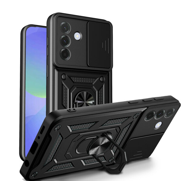 Outdoor Panzer Hülle für Samsung Galaxy A57 mit Kameraschutz Ringhalter Bumper Galaxy A57 Schwarz