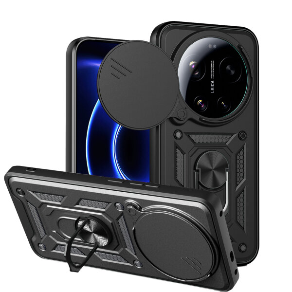 Outdoor Panzer Hülle Xiaomi 17 Ultra Handyhülle Kameraschutz Ringhalter Schwarz
