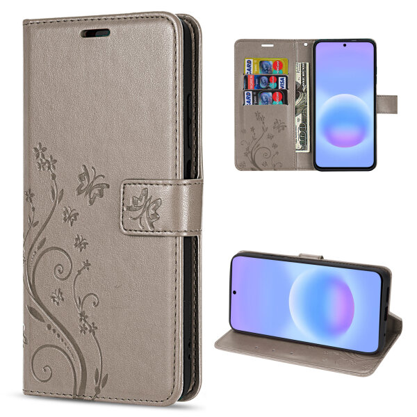 Handy Tasche für Samsung Galaxy A57 Hülle Handyhülle Klapphülle Wallet Case Grau