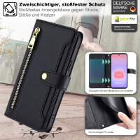 Handykette Samsung Galaxy A37 Hülle mit Band Handyhülle Kartenfächer PU Leder Umhängetasche Schwarz