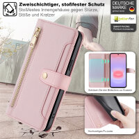 Handykette Samsung Galaxy A37 Hülle mit Band Handyhülle Kartenfächer PU Leder Umhängetasche Rosa