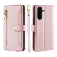 Handykette Samsung Galaxy A37 Hülle mit Band Handyhülle Kartenfächer PU Leder Umhängetasche Rosa