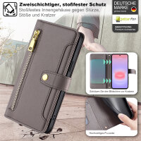 Handykette Samsung Galaxy A37 Hülle mit Band Handyhülle Kartenfächer PU Leder Umhängetasche Grau