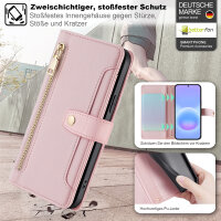 Handykette Samsung Galaxy A57 Hülle mit Band Handyhülle Kartenfächer PU Leder Umhängetasche Rosa