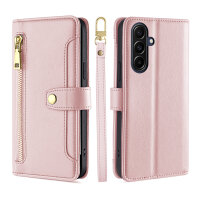 Handykette Samsung Galaxy A57 Hülle mit Band Handyhülle Kartenfächer PU Leder Umhängetasche Rosa