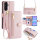Handykette Samsung Galaxy A57 Hülle mit Band Handyhülle Kartenfächer PU Leder Umhängetasche Rosa