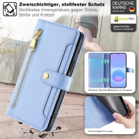 Handykette Samsung Galaxy A57 Hülle mit Band Handyhülle Kartenfächer PU Leder Umhängetasche Hellblau