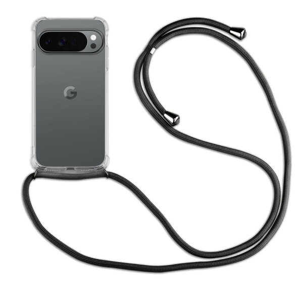 Handykette für Google Pixel 10 / 10 Pro Handyhülle mit Band Hülle Kordel in Schwarz