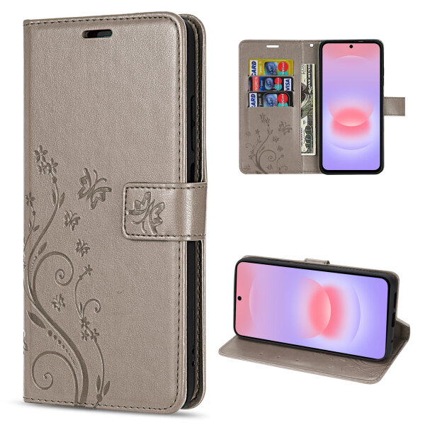 Handy Tasche für Samsung Galaxy A37 / A36 Hülle Handyhülle Klapphülle Wallet Case Grau
