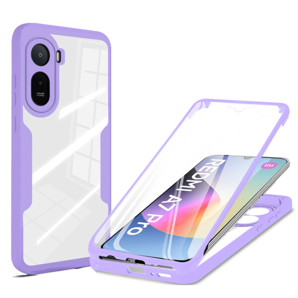 360° Grad Hülle für Xiaomi Redmi A7 Pro Rundum vollschutz Integriertem Displayschutz Lila