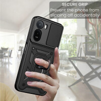Outdoor Hülle Xiaomi Redmi A7 Pro Handyhülle Kameraschutz Ringhalter Schwarz