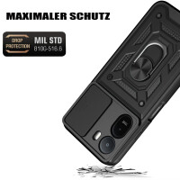 Outdoor Hülle Xiaomi Redmi A7 Pro Handyhülle Kameraschutz Ringhalter Schwarz