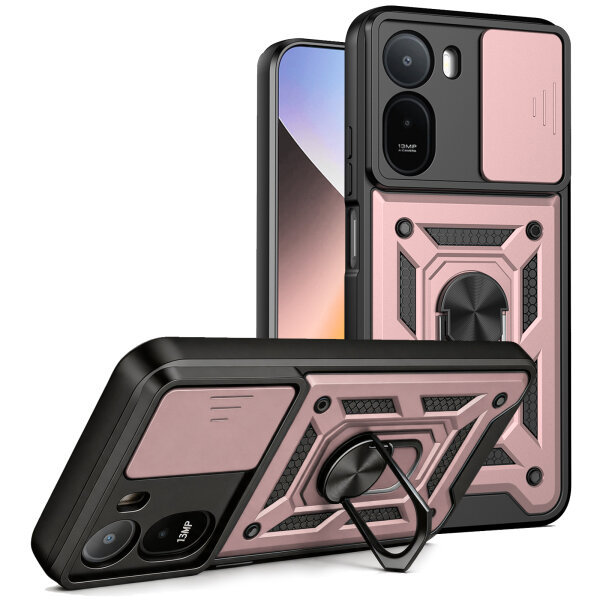 Outdoor Hülle Xiaomi Redmi A7 Pro Handyhülle Kameraschutz Ringhalter Rosegold