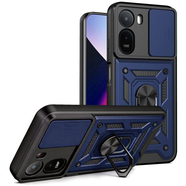Outdoor Hülle Xiaomi Redmi A7 Pro Handyhülle Kameraschutz Ringhalter Blau