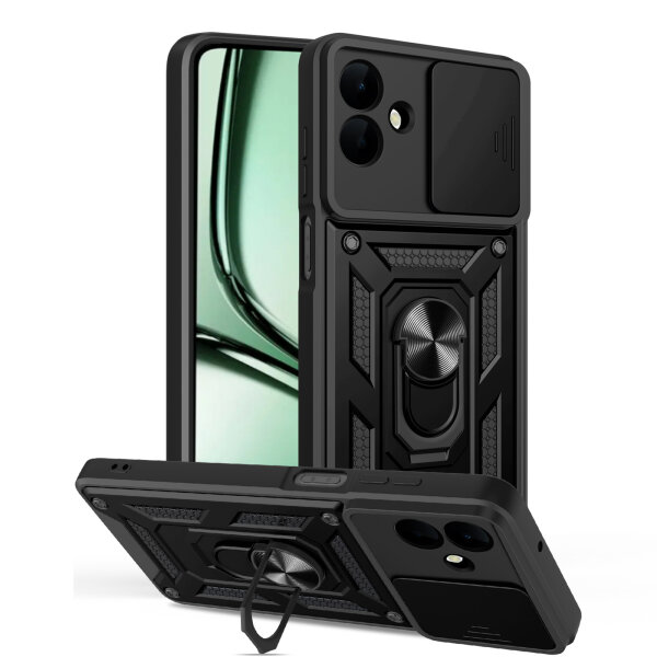 Outdoor Panzer Hülle für Samsung Galaxy A07 mit Kameraschutz Ringhalter Schwarz