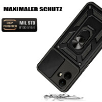 Outdoor Panzer Hülle für Samsung Galaxy A07 mit Kameraschutz Ringhalter Schwarz