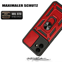 Outdoor Panzer Hülle für Samsung Galaxy A07 mit Kameraschutz Ringhalter Rot