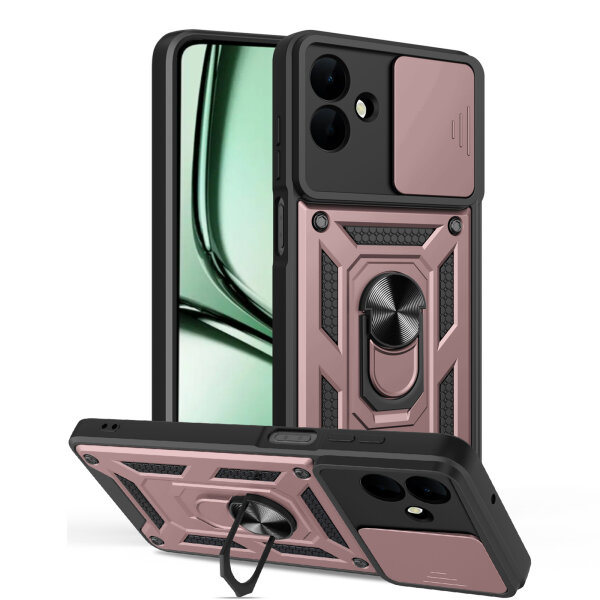 Outdoor Panzer Hülle für Samsung Galaxy A07 mit Kameraschutz Ringhalter Rosegold