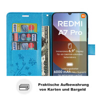 Hülle für Xiaomi Redmi A7 Pro Handyhülle mit [Standfunktion][Kartenfächern] Blau