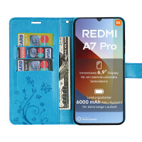 Hülle für Xiaomi Redmi A7 Pro Handyhülle mit [Standfunktion][Kartenfächern] Blau