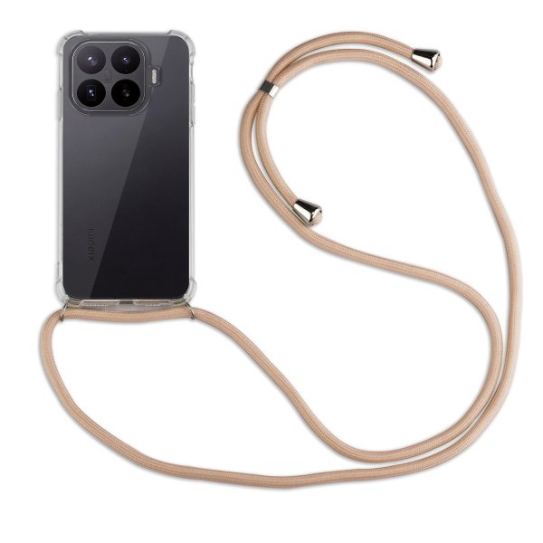 Handykette für Xiaomi 17T Pro Hülle mit Band Case Handyhülle mit Kette in Beige / Braun