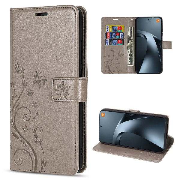 Hülle für Xiaomi 17T Handyhülle mit [Standfunktion][Kartenfächern] Grau