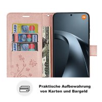 Hülle für Xiaomi 17T Handyhülle mit [Standfunktion][Kartenfächern] Rosegold