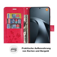 Hülle für Xiaomi 17T Handyhülle mit [Standfunktion][Kartenfächern] Rot
