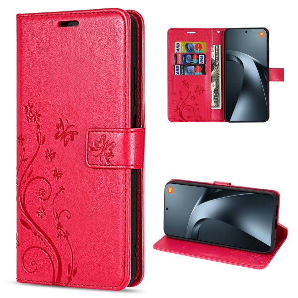 Hülle für Xiaomi 17T Pro Handyhülle mit [Standfunktion][Kartenfächern] Rot