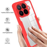360° Grad Hülle für Xiaomi 17T Pro Handyhülle Integriertem Displayschutz Rot