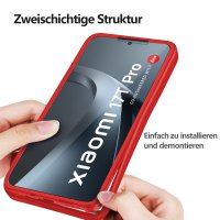 360° Grad Hülle für Xiaomi 17T Pro Handyhülle Integriertem Displayschutz Rot