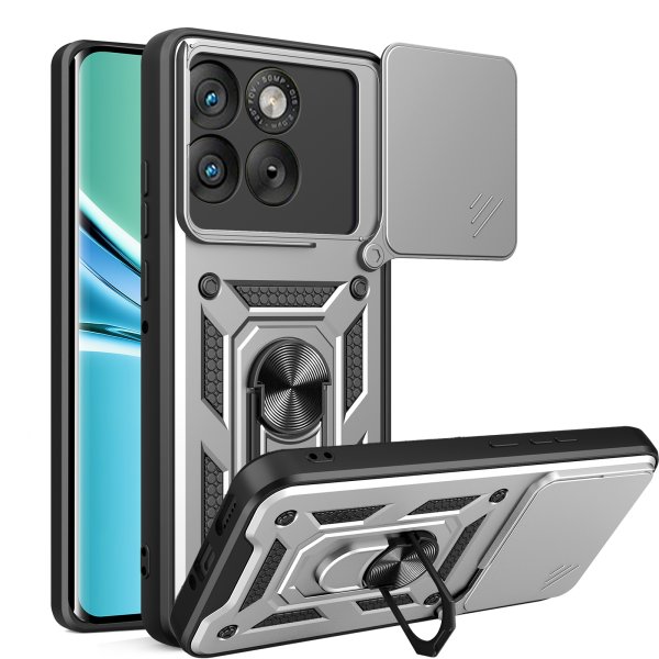 Outdoor Panzer Hülle für Motorola Edge 70 5G Kameraschutz Ring Case Stoßfest Silber