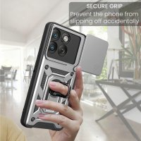 Outdoor Panzer Hülle für Motorola Edge 70 5G Kameraschutz Ring Case Stoßfest Silber
