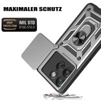 Outdoor Panzer Hülle für Motorola Edge 70 5G Kameraschutz Ring Case Stoßfest Silber