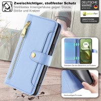 Handykette für Motorola Edge 60 / Edge 60 Fusion Hülle mit Band Handyhülle Kartenfächer Leder Umhängetasche Hellblau