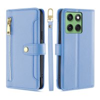 Handykette für Motorola Edge 60 / Edge 60 Fusion Hülle mit Band Handyhülle Kartenfächer Leder Umhängetasche Hellblau