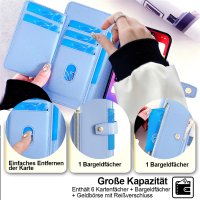 Handykette für Motorola Edge 60 / Edge 60 Fusion Hülle mit Band Handyhülle Kartenfächer Leder Umhängetasche Hellblau