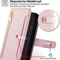 Handykette für Motorola Edge 60 / Edge 60 Fusion Hülle mit Band Handyhülle Kartenfächer Leder Umhängetasche Rosa