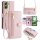 Handykette für Motorola Moto G06 / G06 Power Hülle mit Band Handyhülle Kartenfächer Leder Umhängetasche Rosa