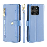 Handykette für Motorola Moto G67 / G77 Hülle mit Band Handyhülle Kartenfächer Leder Umhängetasche Hellblau