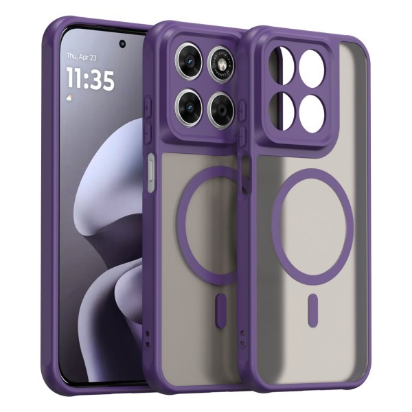 Magsafe Handyhülle für Motorola Moto G67 / G77 Matt Case Schutzhülle Kratzfest Magnet Hülle Lila