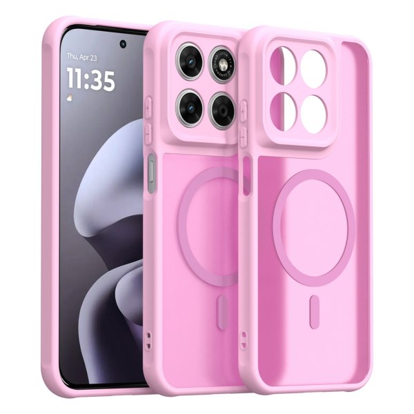 Magsafe Handyhülle für Motorola Moto G67 / G77 Matt Case Schutzhülle Kratzfest Magnet Hülle Pink