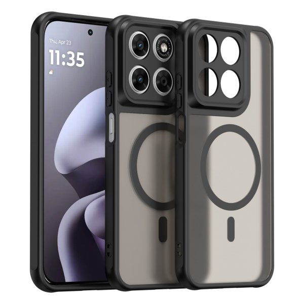 Magsafe Handyhülle für Motorola Moto G67 / G77 Matt Case Schutzhülle Kratzfest Magnet Hülle Schwarz