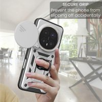 Outdoor Panzer Hülle für Honor Magic 8 Pro Handyhülle Slide Kameraschutz Ringhalter Silber